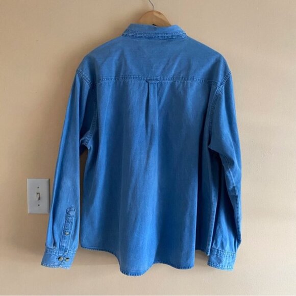 Vintage Enza Denim Button-Up Shirt Embroidery Woman XL Coastal Beach Coquette - Picture 3 of 14